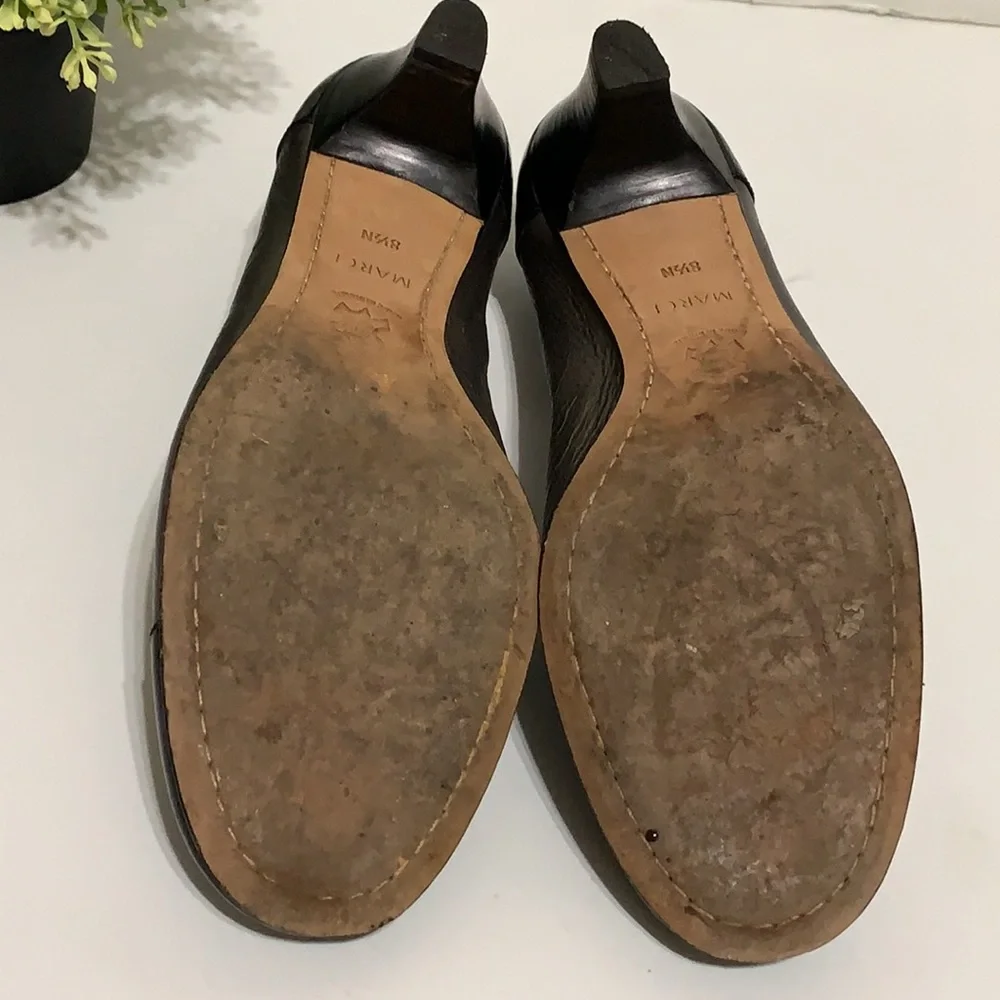 Brighton Marci Medallion Leather Low Heel Pumps 8.5 Narrow